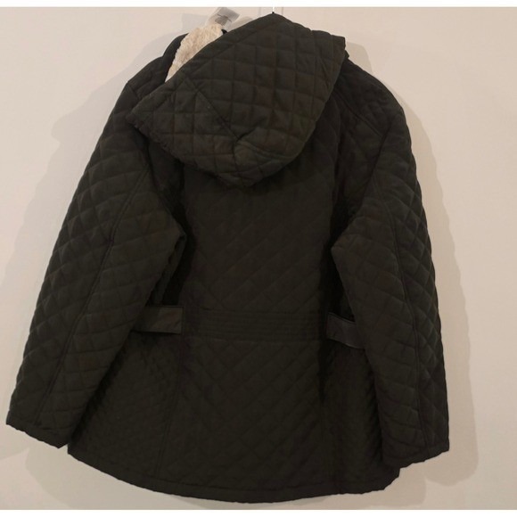 Quilted Hooded Jacket Dark Brown Faux Fur Lined Zip  Women 3XL - Picture 4 of 8